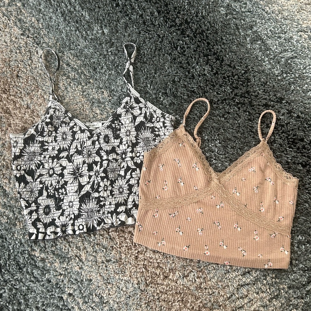 Floral Print Women’s Tank Top - Black and Tan